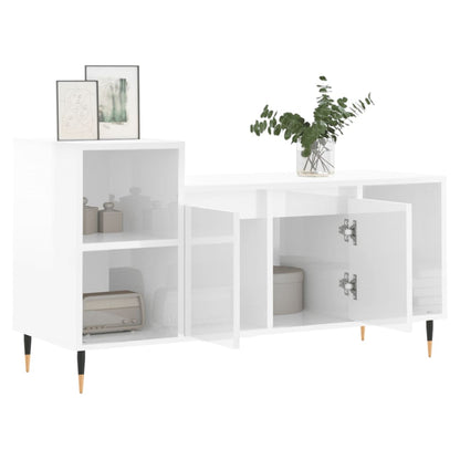 Mobile Porta TV Bianco Lucido 100x35x55 cm in Legno Multistrato - homemem39