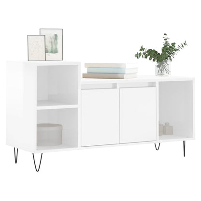 Mobile Porta TV Bianco Lucido 100x35x55 cm in Legno Multistrato - homemem39