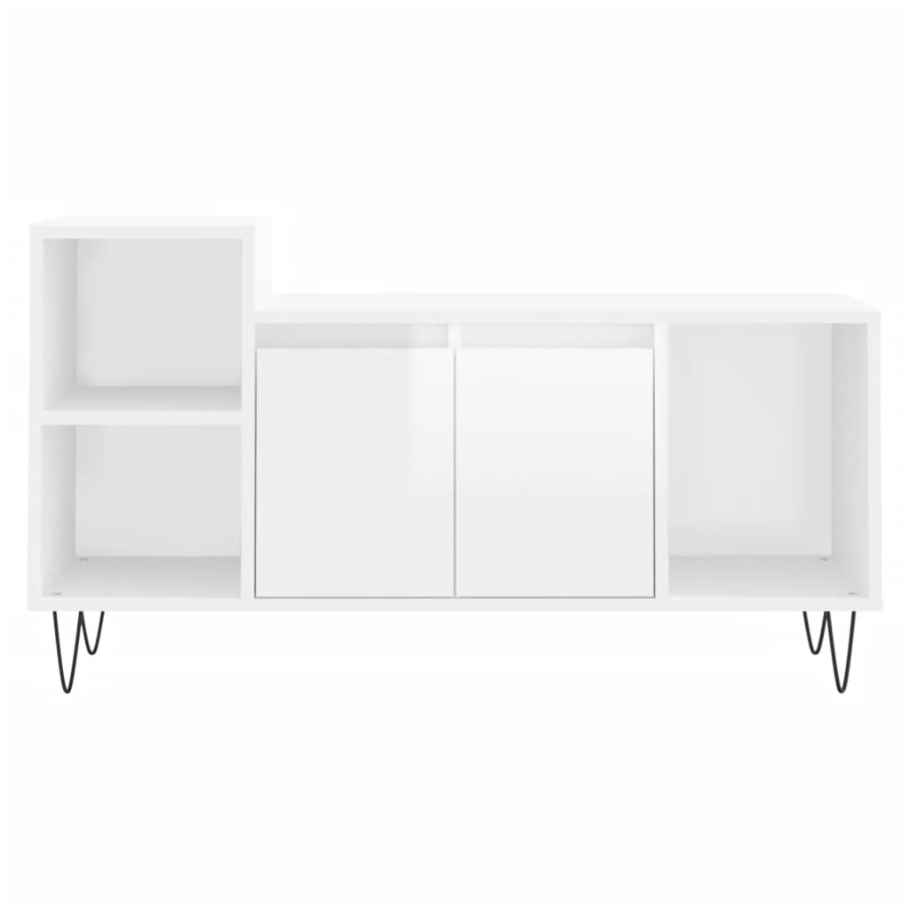 Mobile Porta TV Bianco Lucido 100x35x55 cm in Legno Multistrato - homemem39