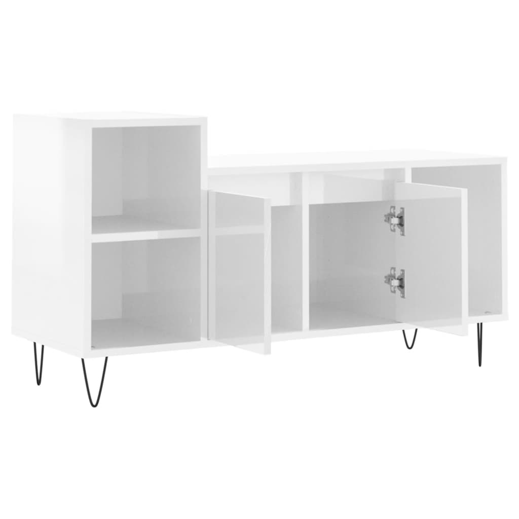 Mobile Porta TV Bianco Lucido 100x35x55 cm in Legno Multistrato - homemem39