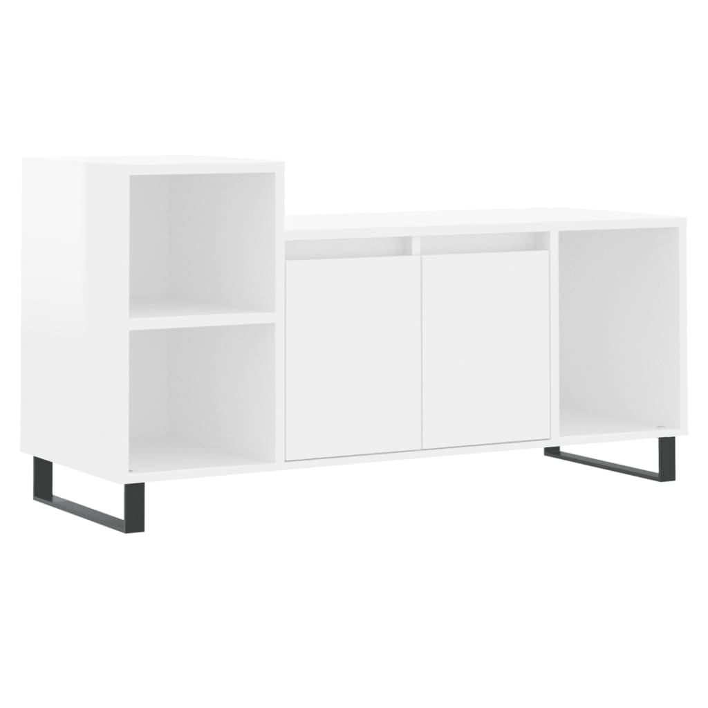 Mobile Porta TV Bianco Lucido 100x35x55 cm in Legno Multistrato - homemem39