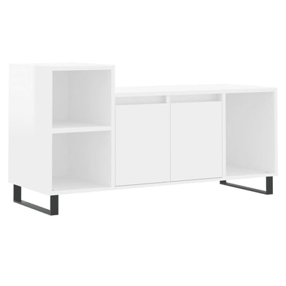 Mobile Porta TV Bianco Lucido 100x35x55 cm in Legno Multistrato - homemem39