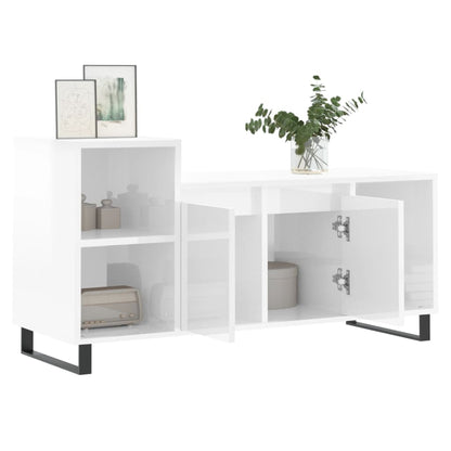 Mobile Porta TV Bianco Lucido 100x35x55 cm in Legno Multistrato - homemem39