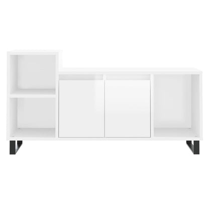 Mobile Porta TV Bianco Lucido 100x35x55 cm in Legno Multistrato - homemem39