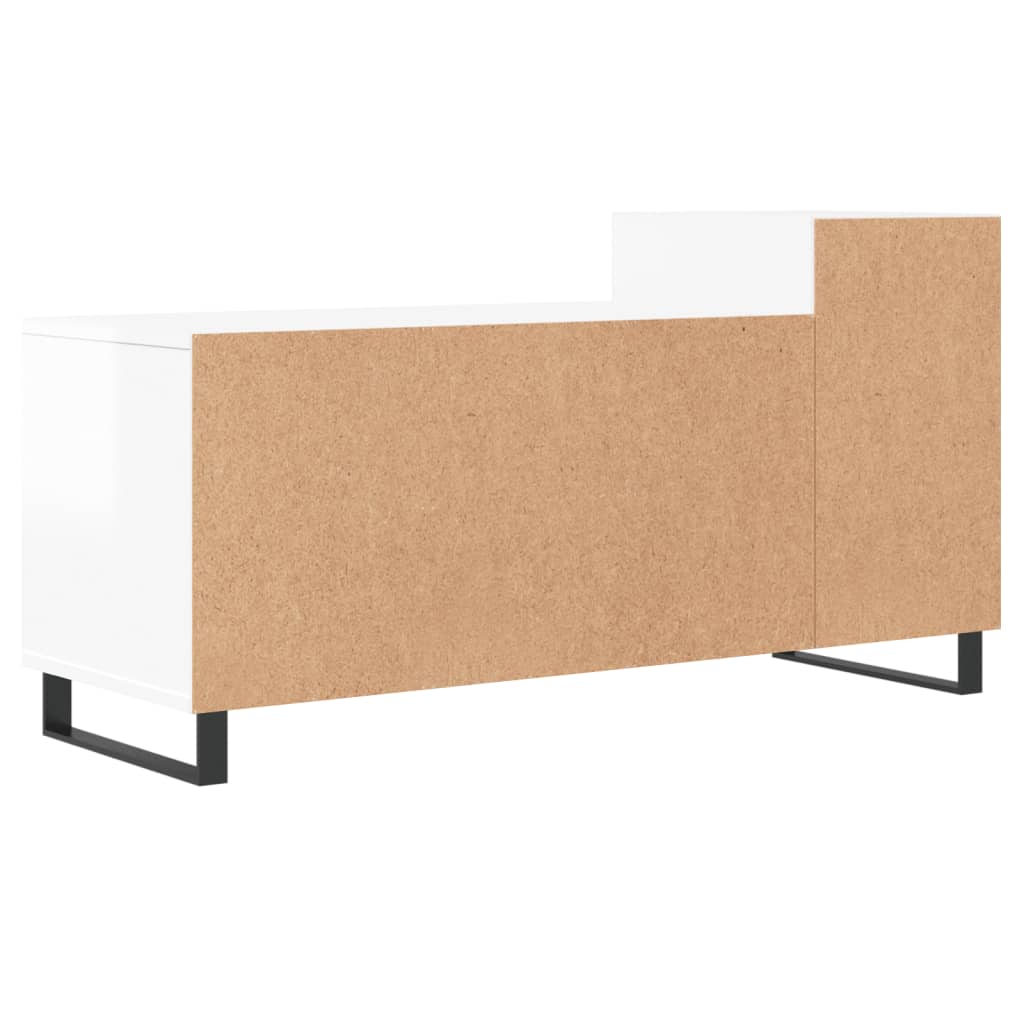 Mobile Porta TV Bianco Lucido 100x35x55 cm in Legno Multistrato - homemem39