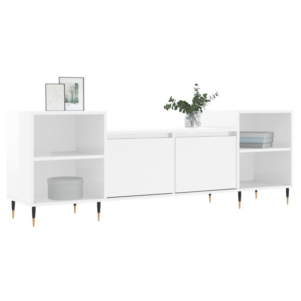 Mobile Porta TV Bianco Lucido 160x35x55 cm in Legno Multistrato - homemem39