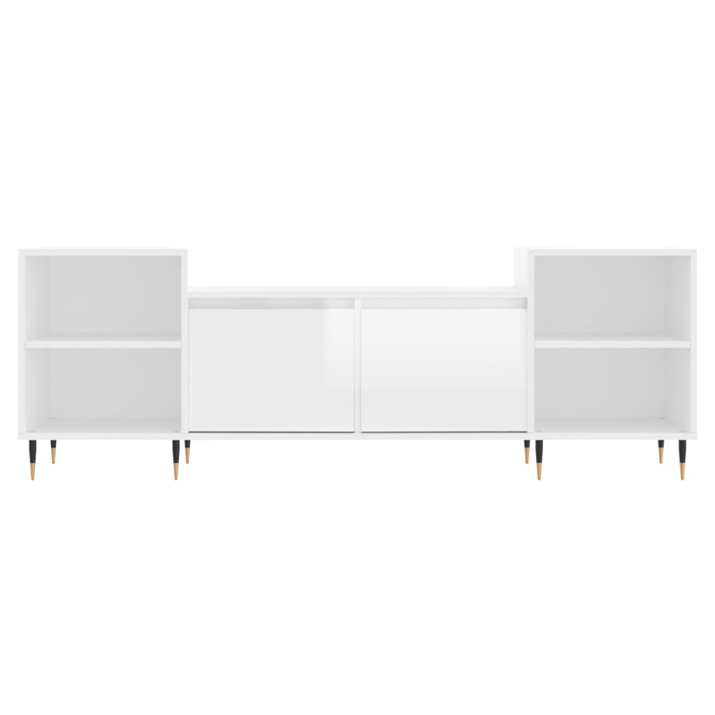 Mobile Porta TV Bianco Lucido 160x35x55 cm in Legno Multistrato - homemem39