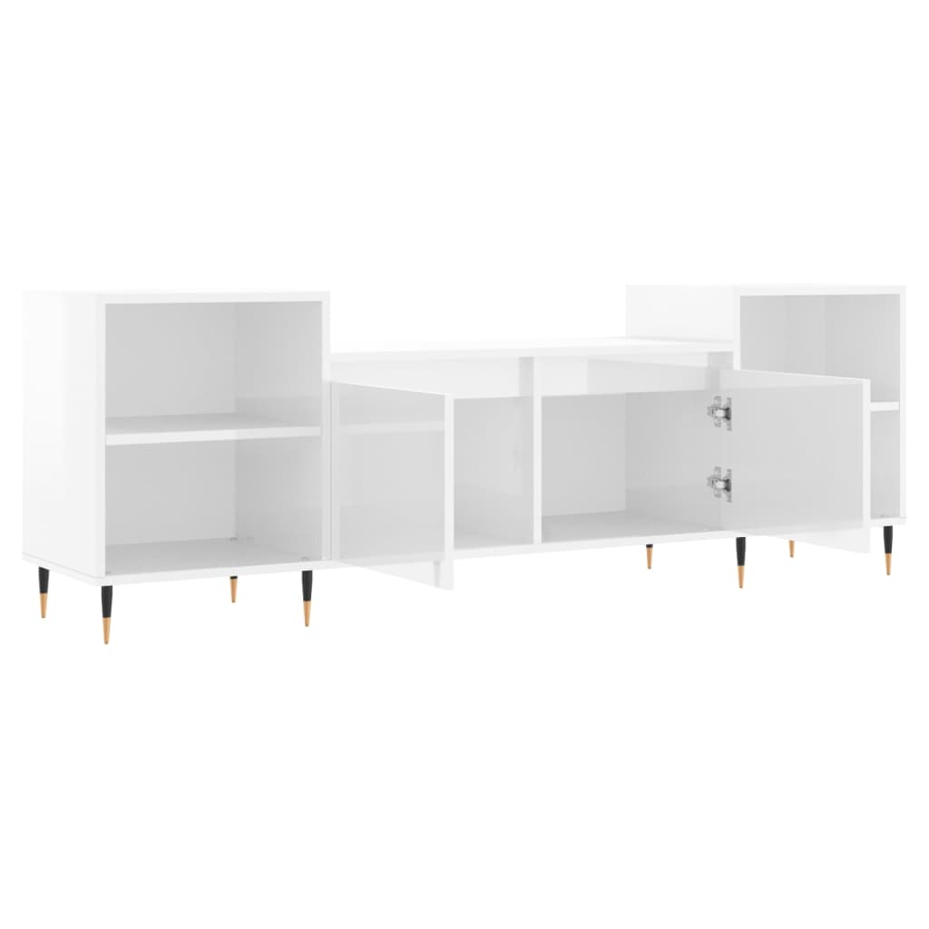 Mobile Porta TV Bianco Lucido 160x35x55 cm in Legno Multistrato - homemem39