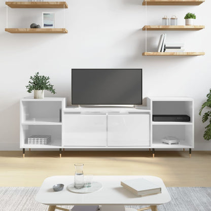 Mobile Porta TV Bianco Lucido 160x35x55 cm in Legno Multistrato - homemem39