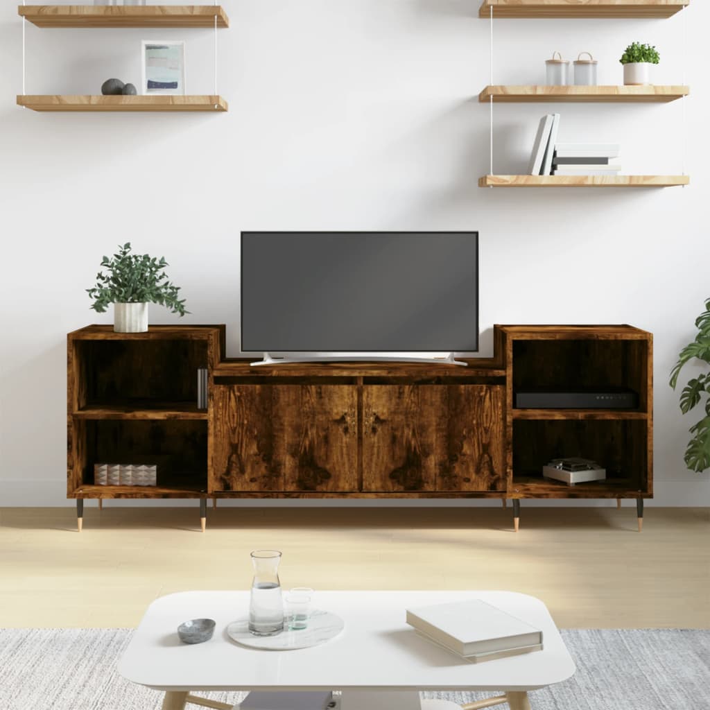 Mobile TV Rovere Fumo 160x35x55 cm in Legno Multistrato - homemem39