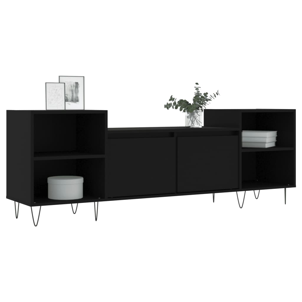 Mobile Porta TV Nero 160x35x55 cm in Legno Multistrato - homemem39