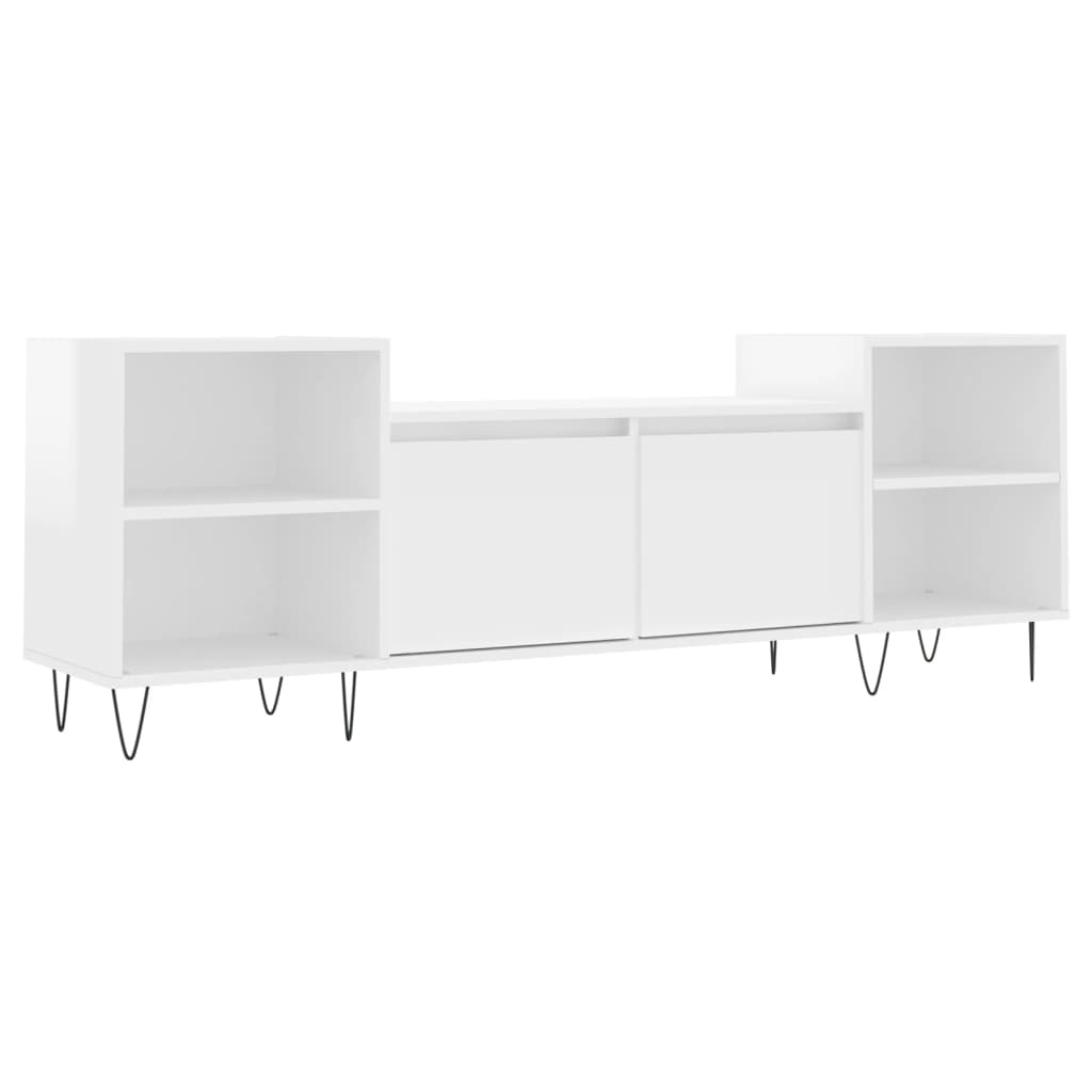 Mobile Porta TV Bianco Lucido 160x35x55 cm in Legno Multistrato - homemem39