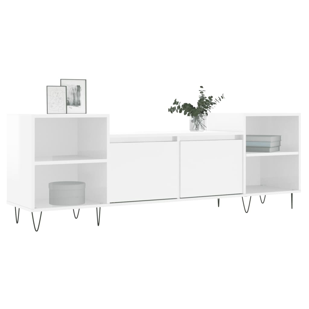 Mobile Porta TV Bianco Lucido 160x35x55 cm in Legno Multistrato - homemem39