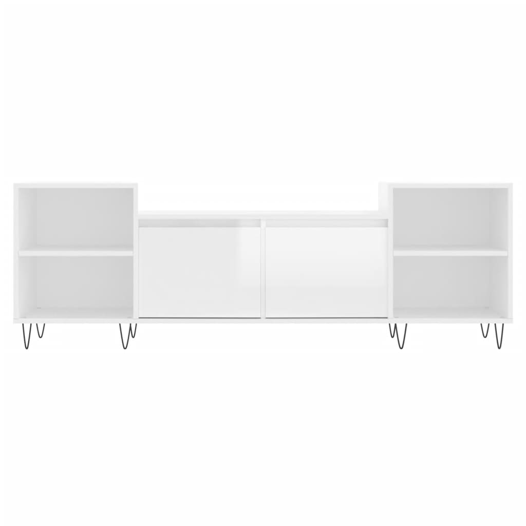 Mobile Porta TV Bianco Lucido 160x35x55 cm in Legno Multistrato - homemem39