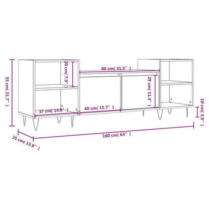 Mobile TV Rovere Fumo 160x35x55 cm in Legno Multistrato - homemem39