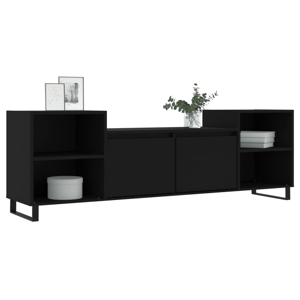 Mobile Porta TV Nero 160x35x55 cm in Legno Multistrato - homemem39