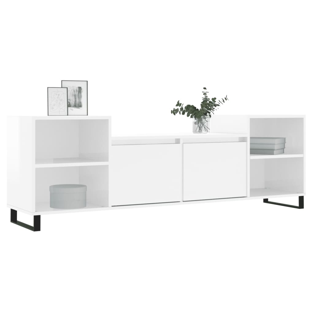 Mobile Porta TV Bianco Lucido 160x35x55 cm in Legno Multistrato - homemem39