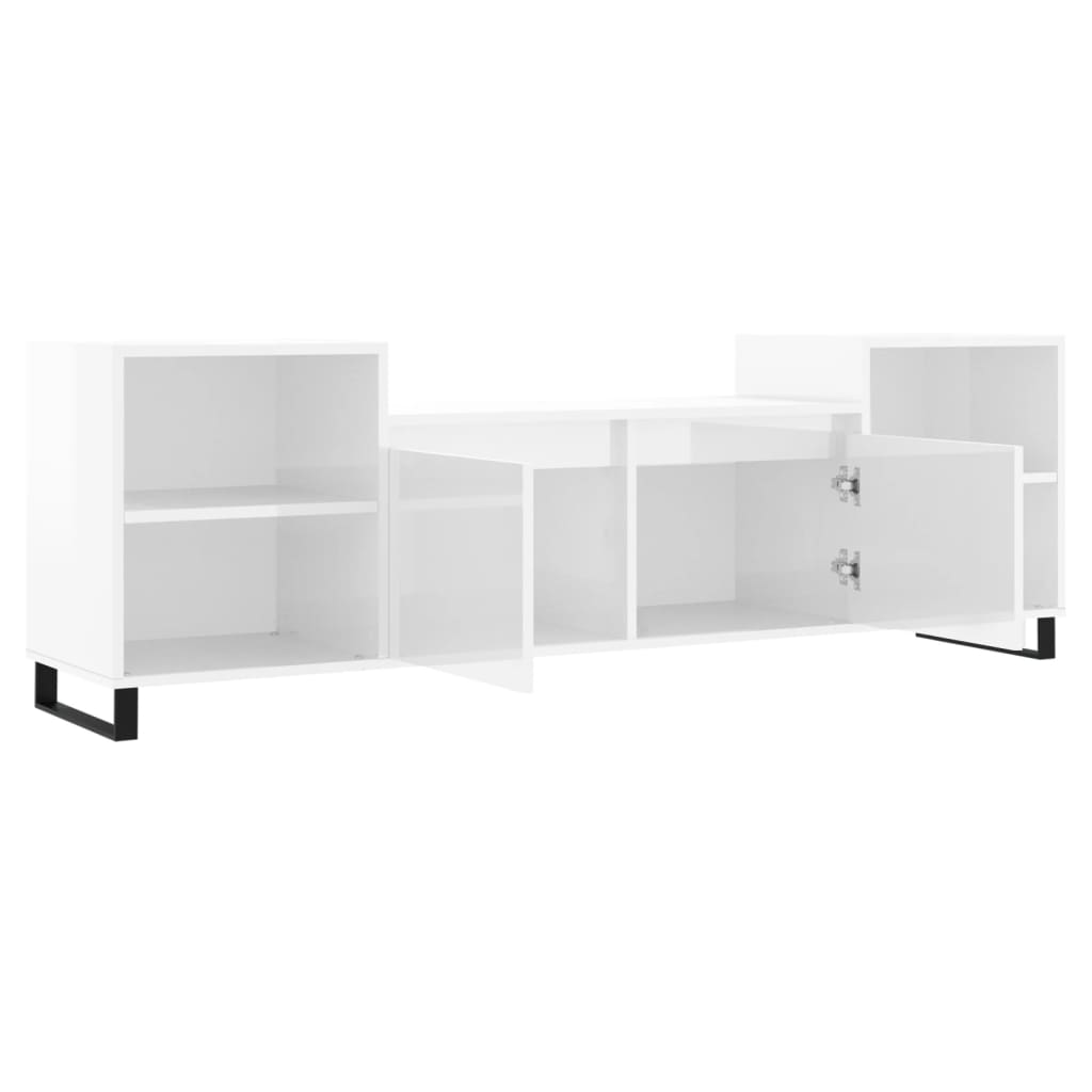 Mobile Porta TV Bianco Lucido 160x35x55 cm in Legno Multistrato - homemem39