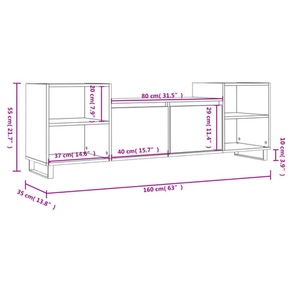 Mobile TV Rovere Fumo 160x35x55 cm in Legno Multistrato - homemem39