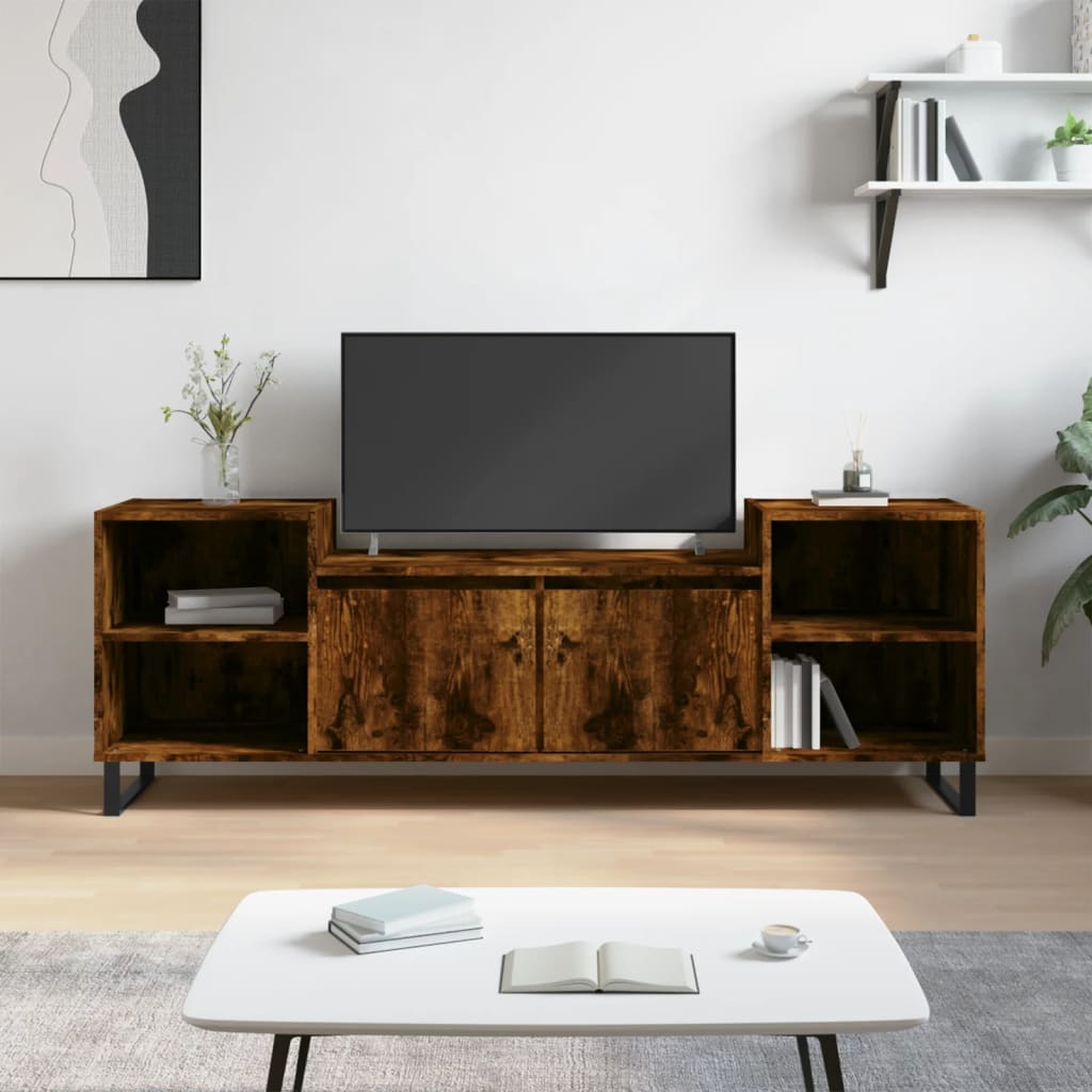 Mobile TV Rovere Fumo 160x35x55 cm in Legno Multistrato - homemem39