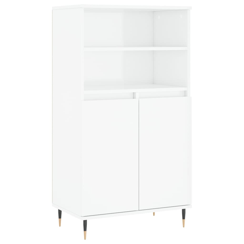 Credenza Bianco Lucido 60x36x110 cm in Legno Multistrato - homemem39