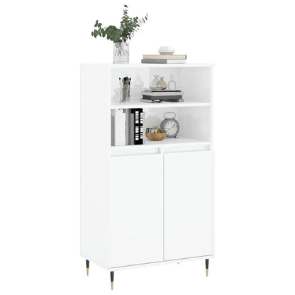 Credenza Bianco Lucido 60x36x110 cm in Legno Multistrato - homemem39