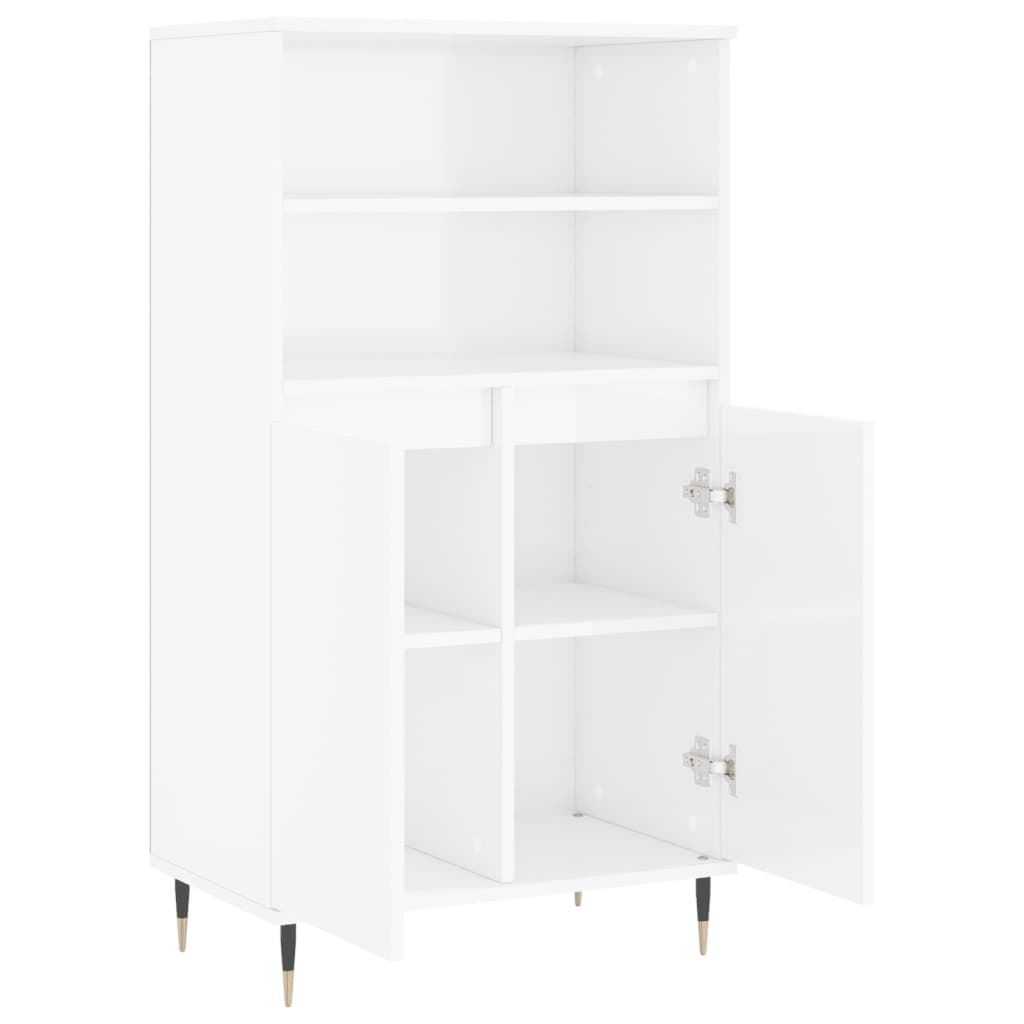 Credenza Bianco Lucido 60x36x110 cm in Legno Multistrato - homemem39