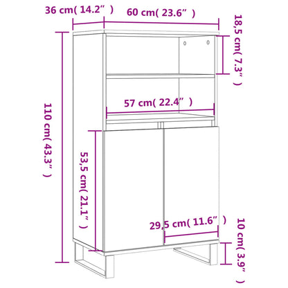 Credenza Alta Bianca 60x36x110 cm in Legno Multistrato - homemem39