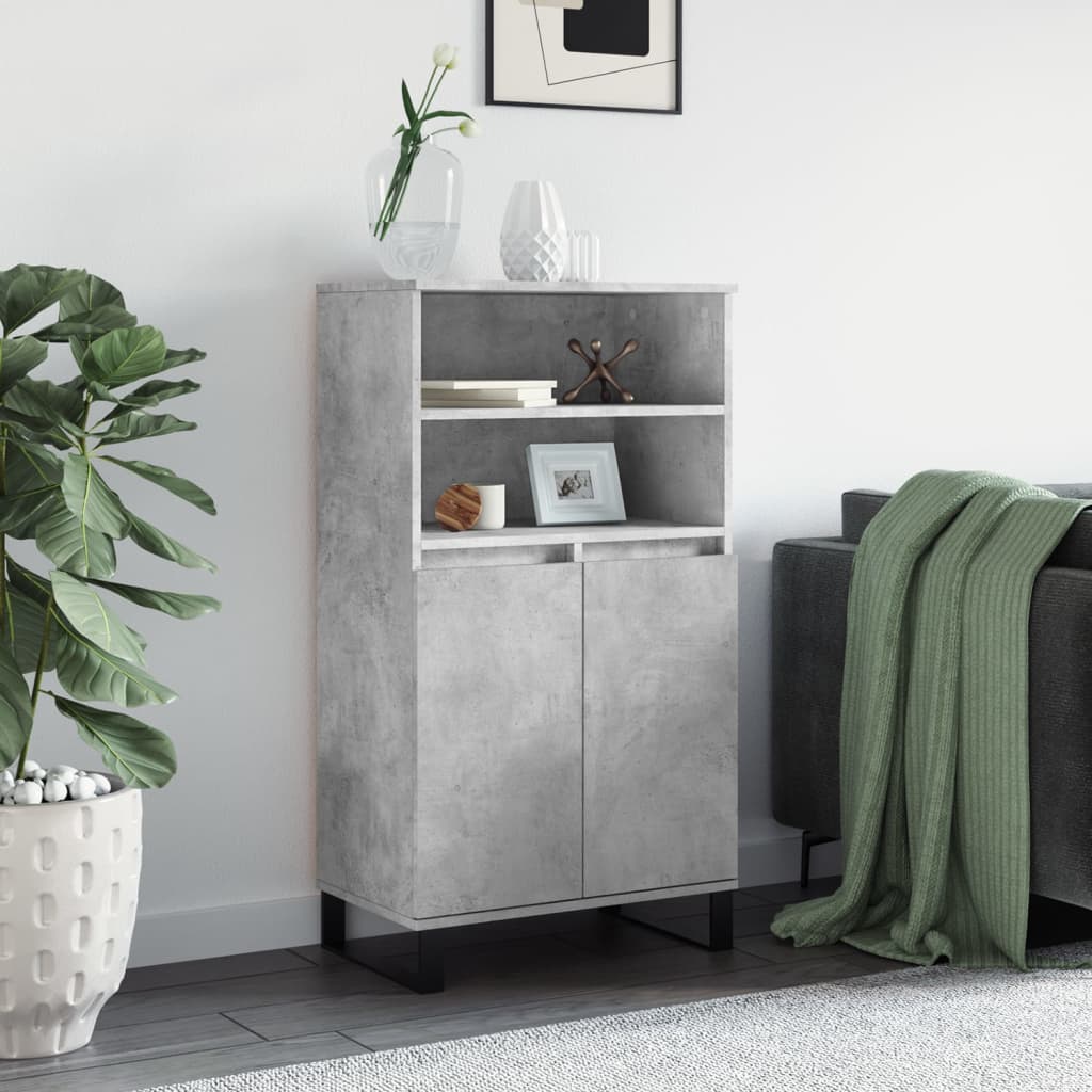 Credenza Grigio Cemento 60x36x110 cm in Legno Multistrato - homemem39