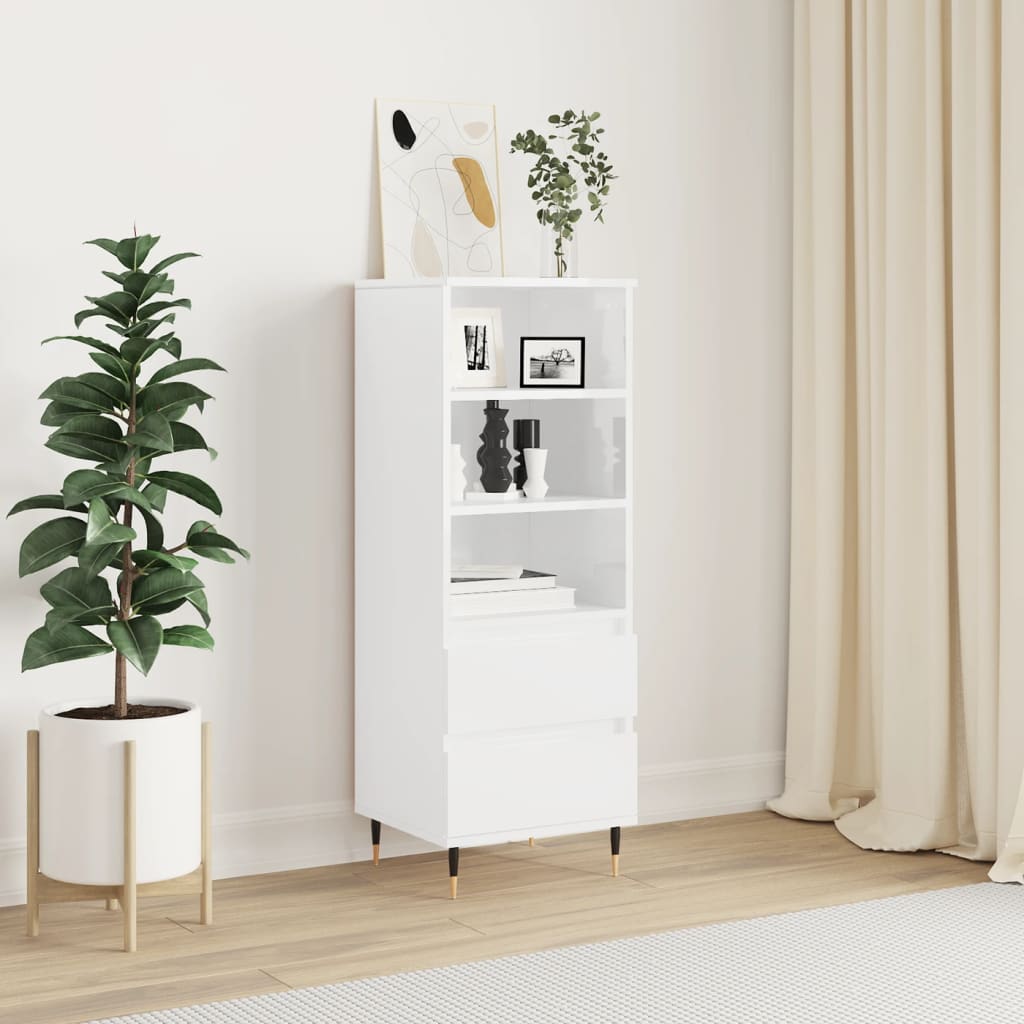 Credenza Bianco Lucido 40x36x110 cm in Legno Multistrato - homemem39