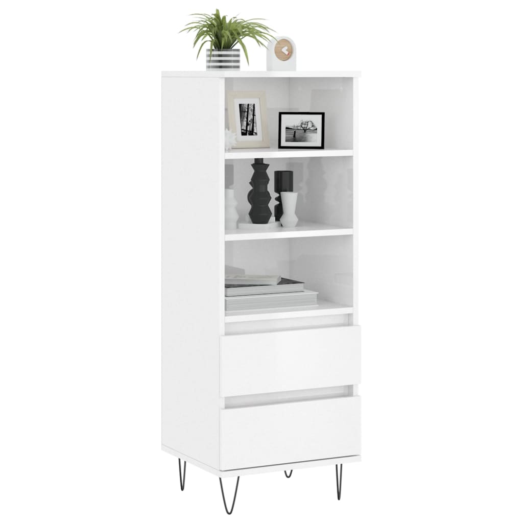 Credenza Bianco Lucido 40x36x110 cm in Legno Multistrato - homemem39