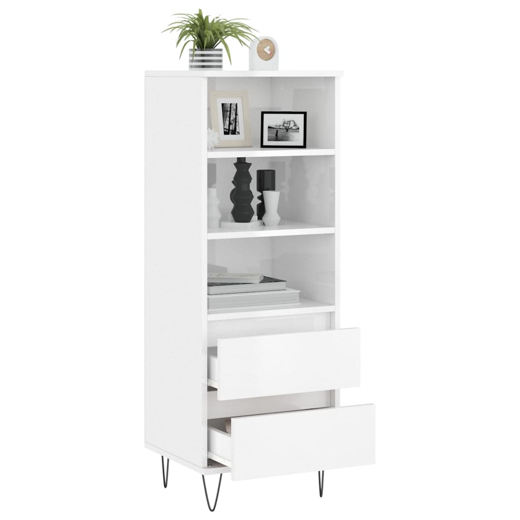 Credenza Bianco Lucido 40x36x110 cm in Legno Multistrato - homemem39