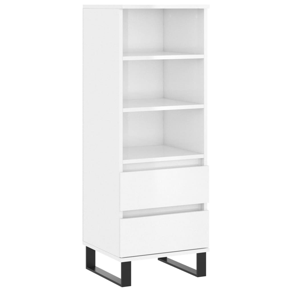 Credenza Bianco Lucido 40x36x110 cm in Legno Multistrato - homemem39