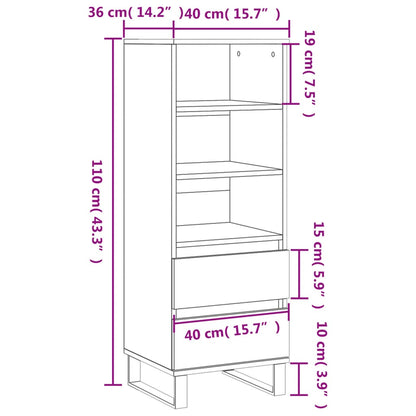 Credenza Bianco Lucido 40x36x110 cm in Legno Multistrato - homemem39