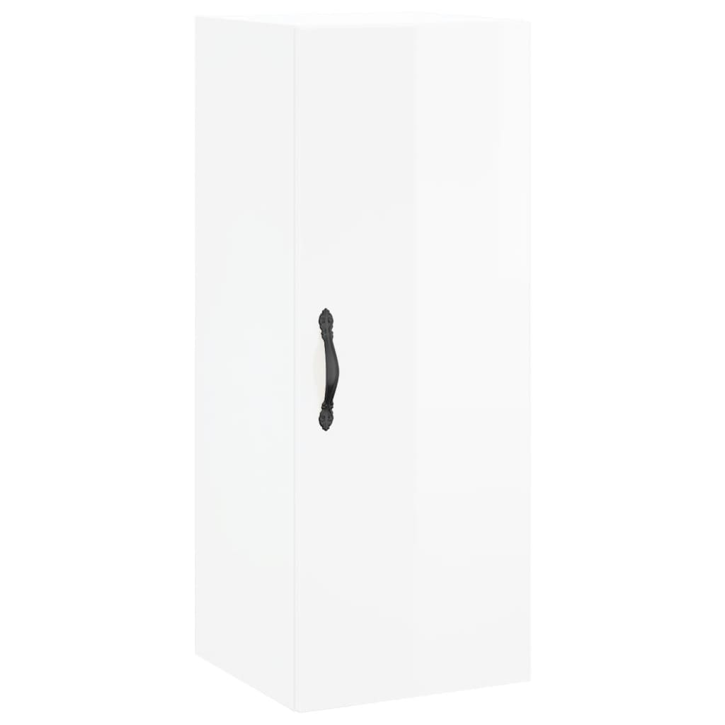 Mobile Parete Bianco Lucido 34,5x34x90 cm in Legno Multistrato - homemem39