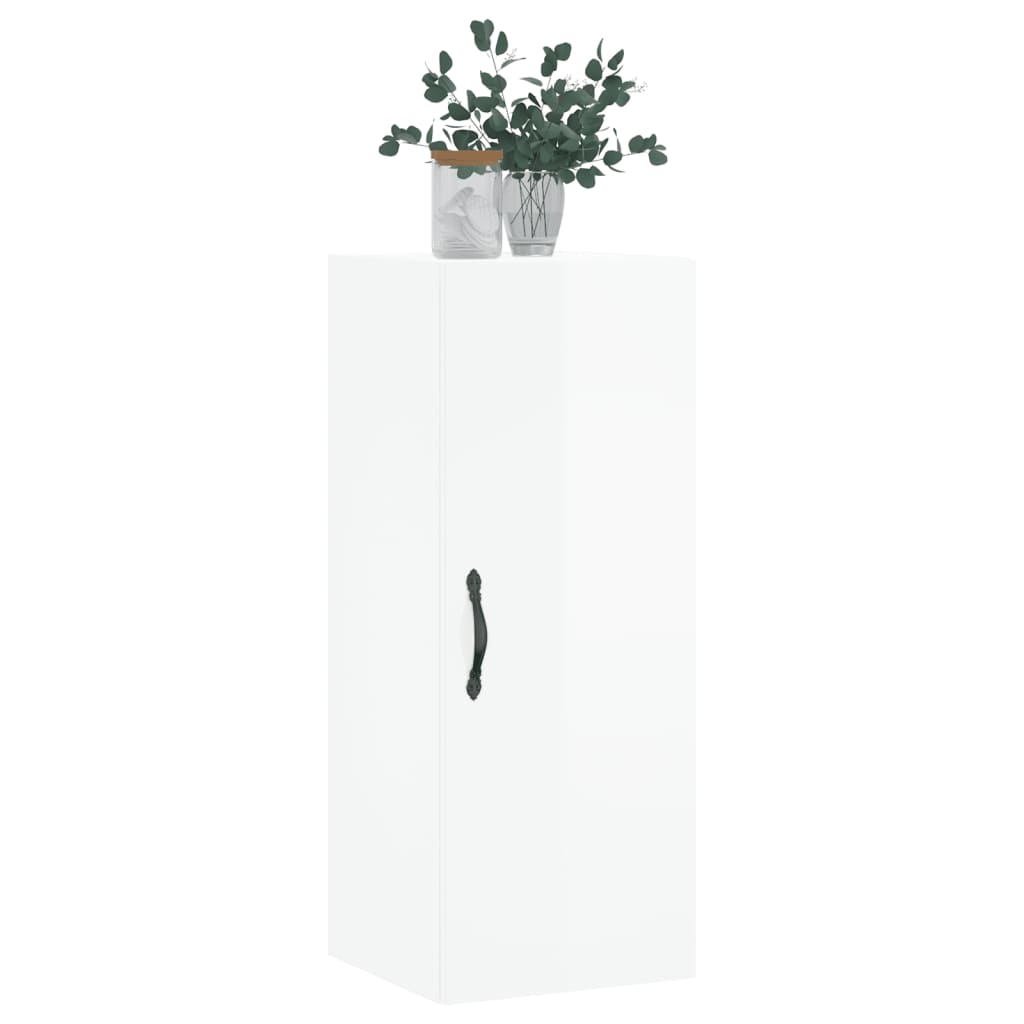 Mobile Parete Bianco Lucido 34,5x34x90 cm in Legno Multistrato - homemem39