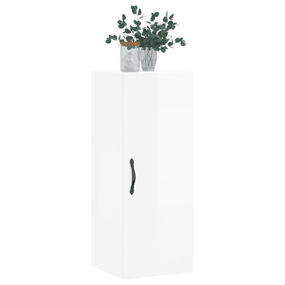 Mobile Parete Bianco Lucido 34,5x34x90 cm in Legno Multistrato - homemem39