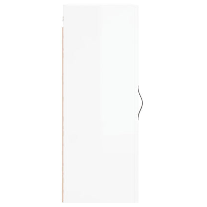 Mobile Parete Bianco Lucido 34,5x34x90 cm in Legno Multistrato - homemem39