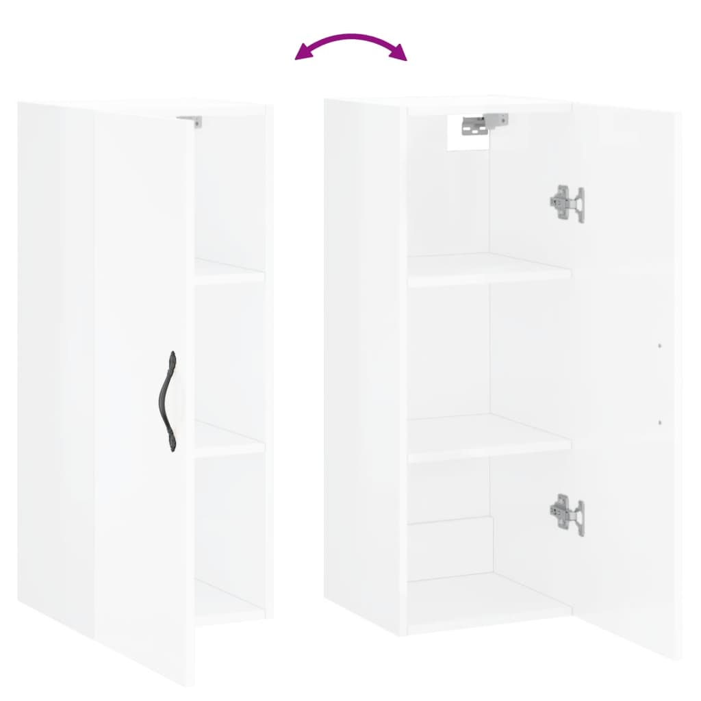 Mobile Parete Bianco Lucido 34,5x34x90 cm in Legno Multistrato - homemem39