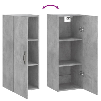 Mobile a Parete Grigio Cemento 34,5x34x90 cm Legno Multistrato - homemem39