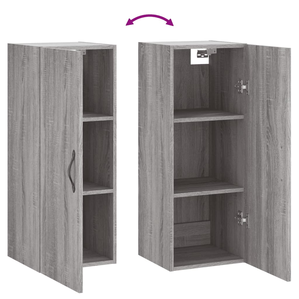 Mobile a Parete Grigio Sonoma 34,5x34x90 cm Legno Multistrato - homemem39