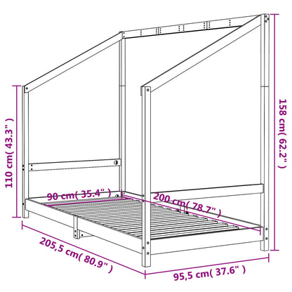 Giroletto per Bambini 90x200 cm in Legno Massello di Pino - homemem39