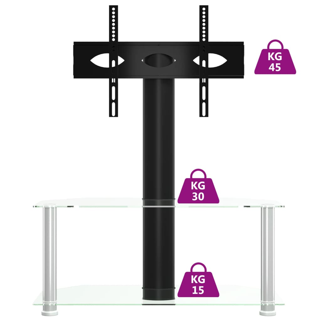 Supporto TV Angolare 2 Livelli per 32-70 Pollici Nero e Argento - homemem39