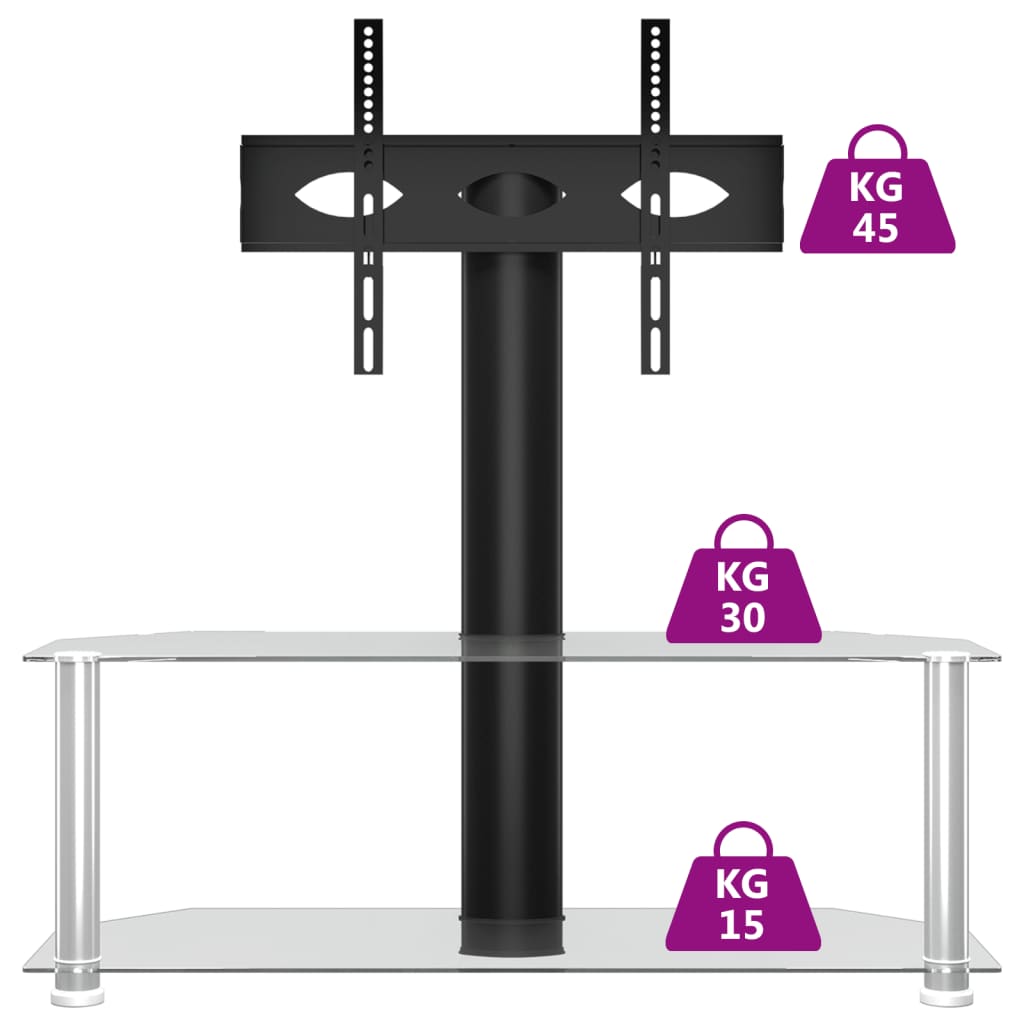 Supporto TV Angolare 2 Livelli per 32-70 Pollici Nero e Argento - homemem39