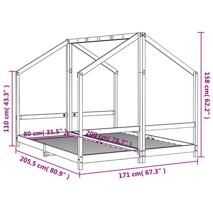 Giroletto per Bambini Bianco 2x(80x200) cm Legno Massello Pino - homemem39