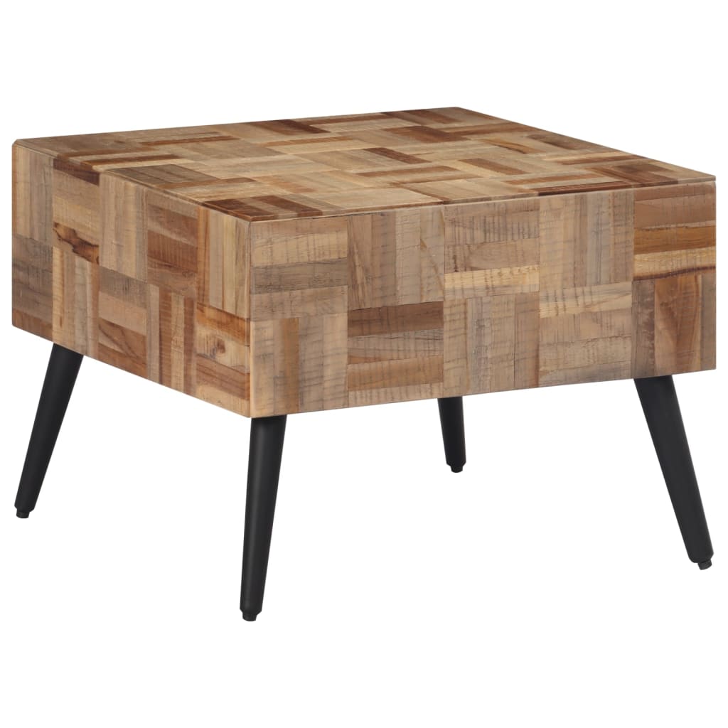 Tavolino da Salotto Grigio 55x55x40cm Massello Teak di Recupero - homemem39