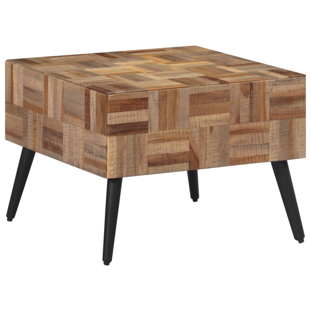 Tavolino da Salotto Grigio 55x55x40cm Massello Teak di Recupero - homemem39