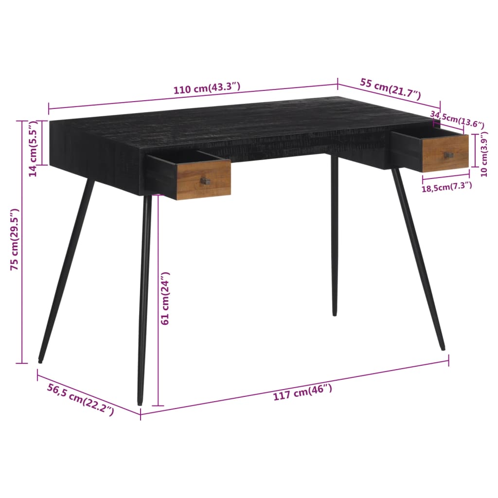 Scrivania 117x56,5x75 cm in Teak Massello di Recupero - homemem39