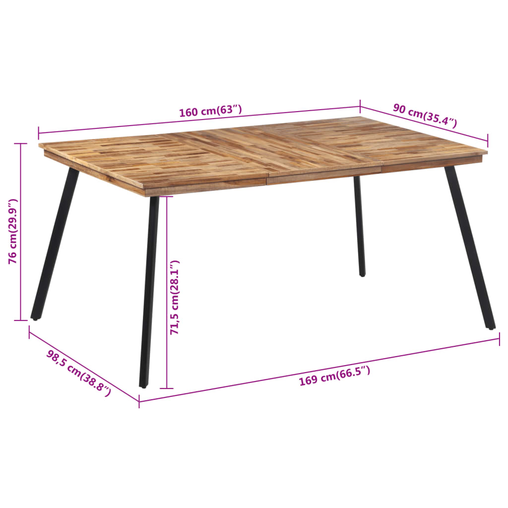 Tavolo da Pranzo 169x98,5x76 cm in Legno Massello di Teak - homemem39