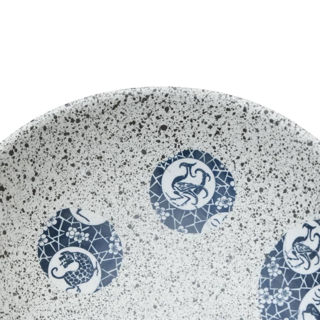 Lavabo da Appoggio Grigio e Blu Ovale 47x33x13 cm Ceramica - homemem39